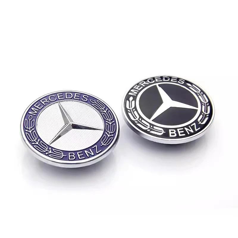EZB2 Hot 2025 Car Engine Logo Metal Flat Hood Emblem Front Badge Accessories For Mercedes Benz AMG W204 W205 W203 W211 W212 W213 W201
