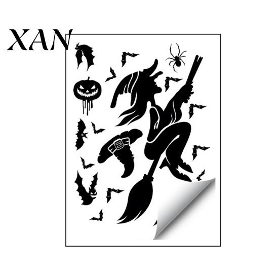 Removable Glass Clings Halloween Static Sticker, with Witch/Ghost/Castle/Bat Horror Silhouette Patterns, Durable PVC Ghostly Ornaments Wall