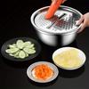 3pcs Vegetable Cutting Tool, Household Potato Shredder, Multifunctional Carrot Eraser, Shredding Plate, Stainless Steel Basin