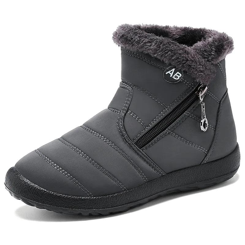Fashion Unisex Winter Wool Lined Snow Boots for Warmth, Waterproofing, Anti Slip Ankle Boots for Warmth, Outdoor Short Boots