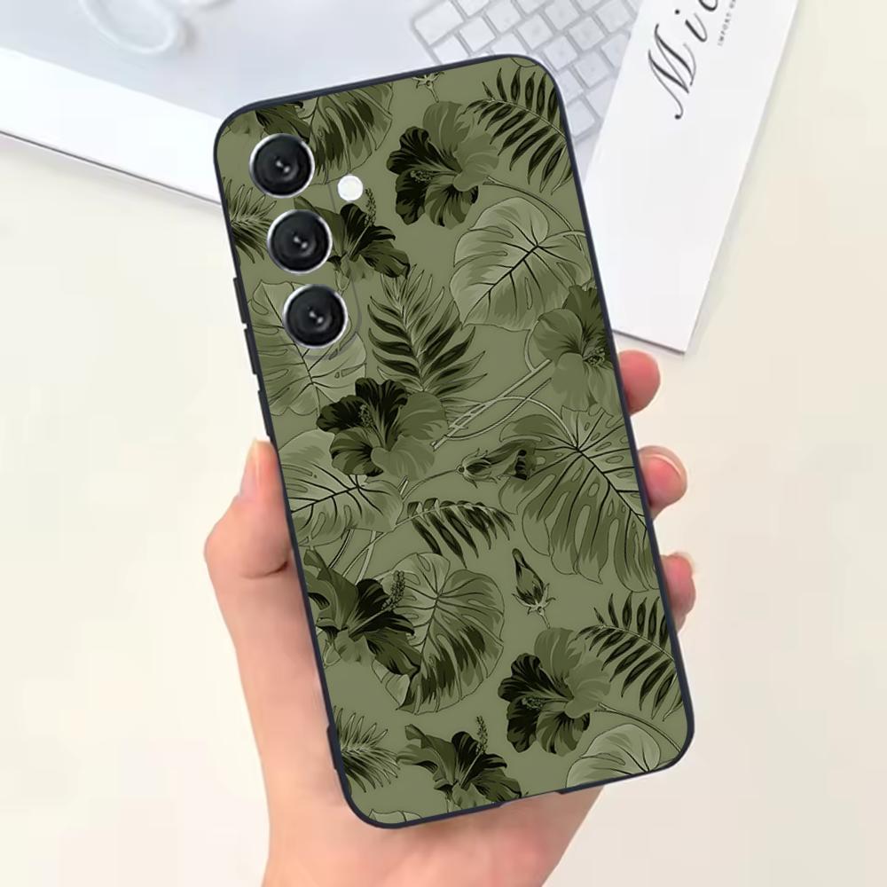 Эстетичный чехол для телефона шалфейно-зеленого цвета для Samsung Galaxy A13,A21s,A22,A31,A32,A52,A53,A71,A80, Мягкий черный корпус