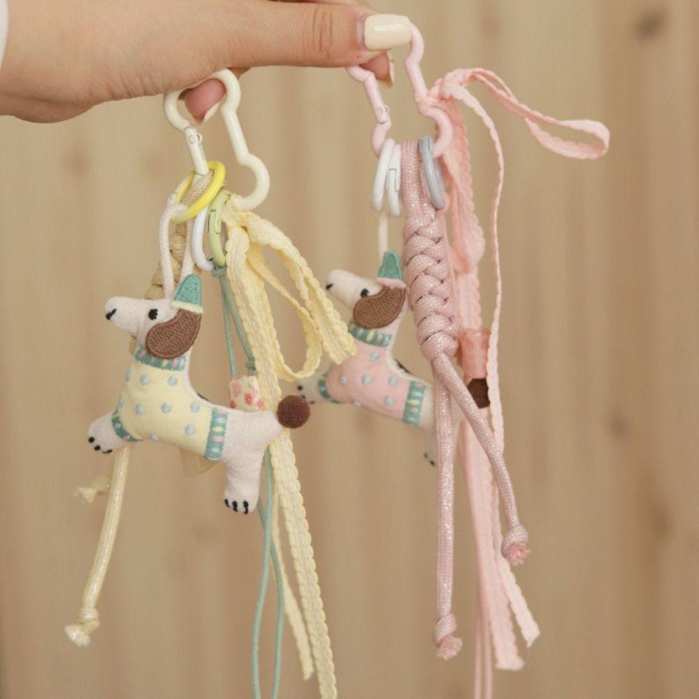 Polyester Braided Rope Bag Pendant Fabric Animal Couple Keyring  Girls Couple Girlfriends