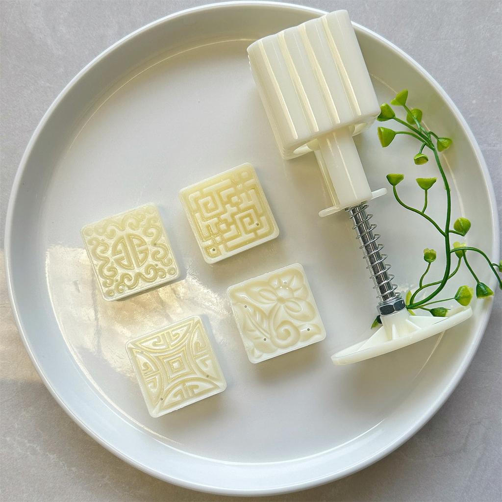 Удобная квадратная форма для выпечки, многофункциональные формы для лунных пряников с 4 различными узорами, тиснитель для художественных угощений