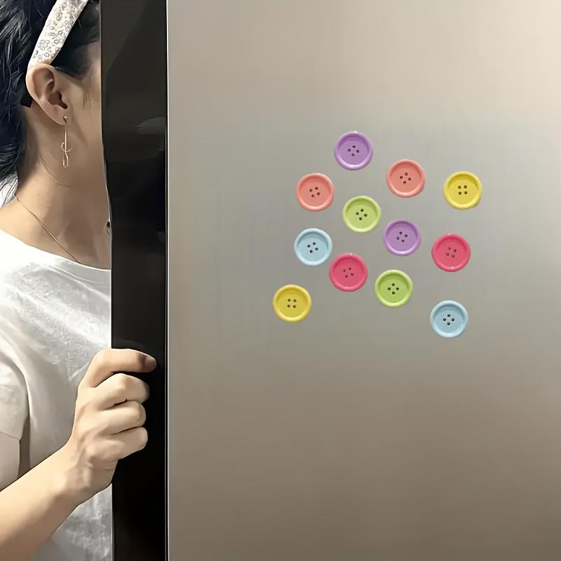 12 шт. Красочные магниты на холодильник в форме пуговиц, Декоративные магниты из АБС-смолы, Домашний декор, Праздничные подарки, Яркие желтый, розовый, зеленый, фиолетовый, синий