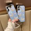 For iPhone 16 Case 3D Pearl Butterfly Mirror Design Shockproof Phone Cover with Strap