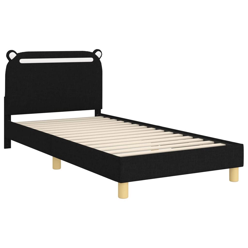 Kids Bed Frame with Headboard Black 90 x 200 cm Fabric