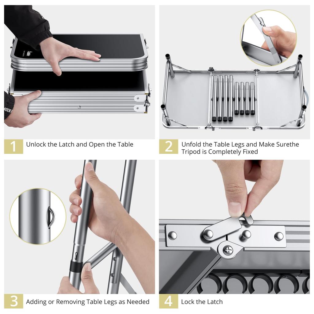 Anbte Складной Кемпинговый Высота как для Открытого воздуха, так и для Помещений Максимальный Сделан из Поставляется с Хранением Легкий и Идеальный для и Пляжный Стол, 3-уровневый