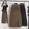 Women's High-Grade Black Slit Skirt - Mid-Length, High Waist, Slim Fit for Spring and Autumn 2024