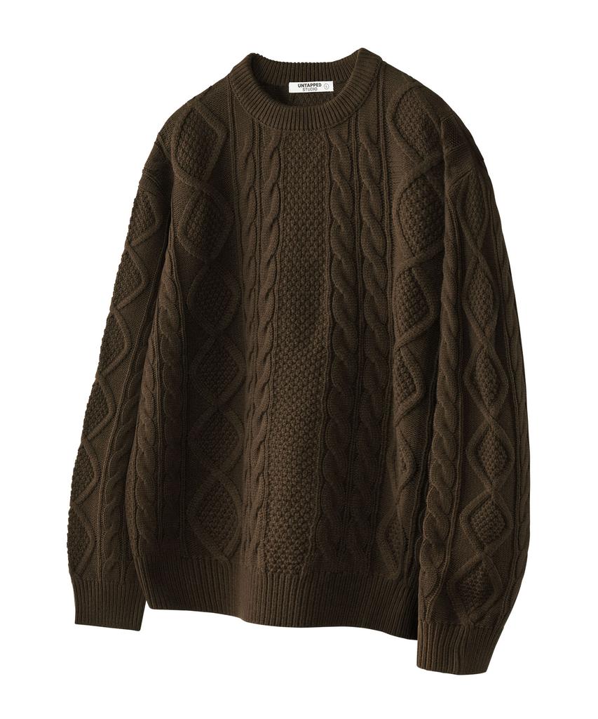 UNTAPPED STUDIO [2Pack] Oversized Aran Cable Round Knit 5 Colors