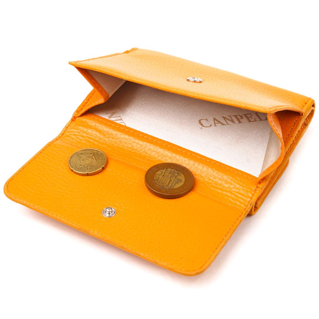 Яркий женский кошелек из натуральной кожи флотар CANPELLINI Wallet 21592 Желтый