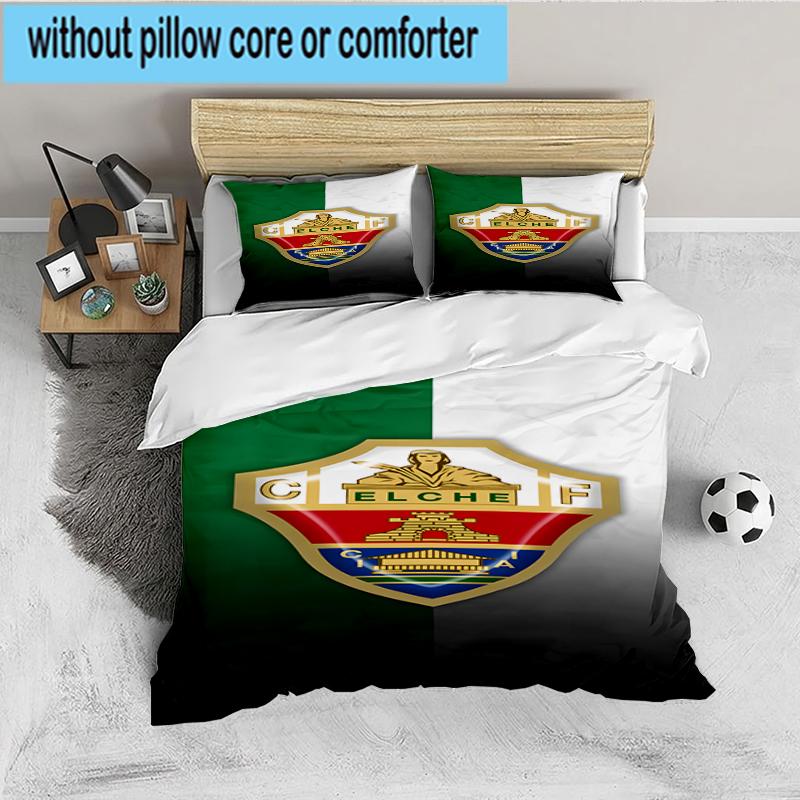 3PCS Football Elche Crest Design Bedding set,Ideal for1pc Duvet Cover And 2pcs Pillowcases Perfect for Christmas gift,Ideal for Bedroom, Dormitory