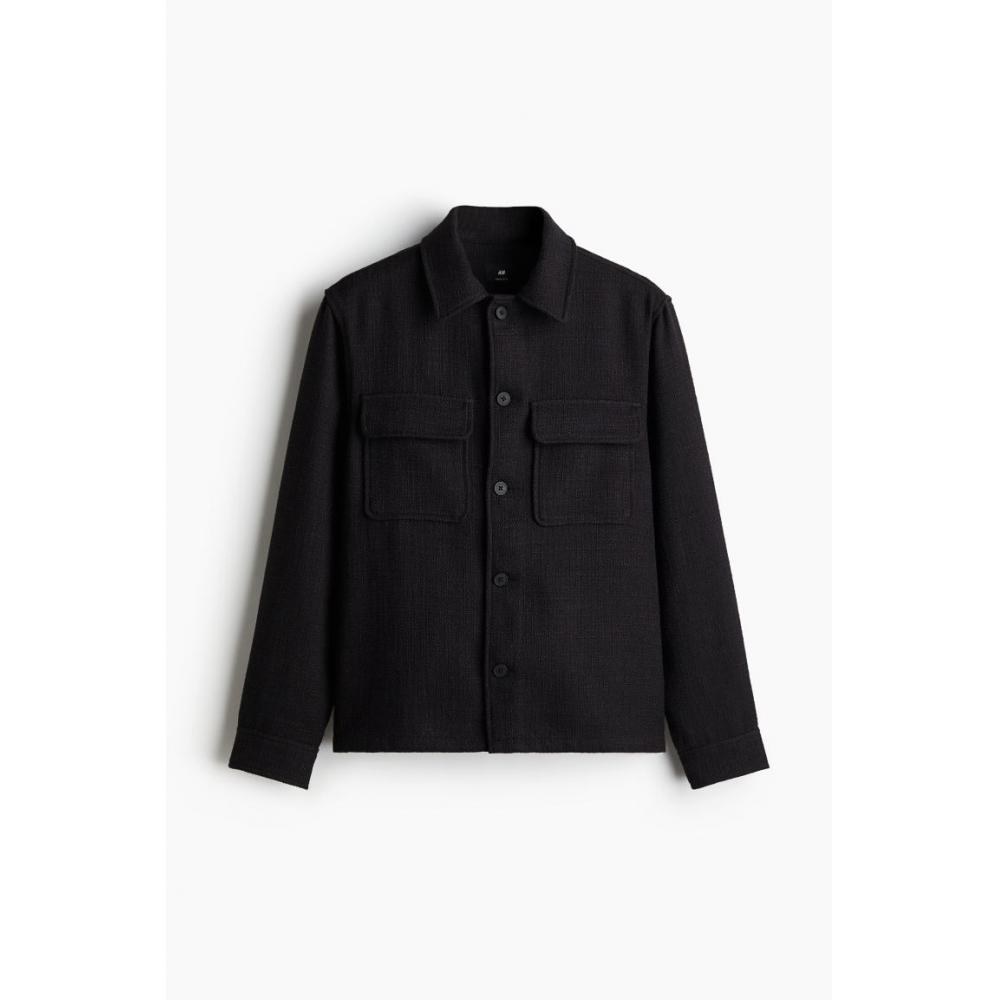 HM Textured oversHirt Regular Fit Black