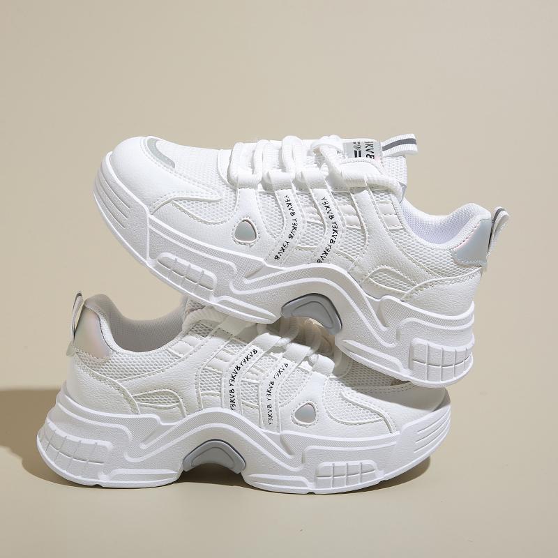 Модные высококачественные женские кроссовки на толстой подошве 2024 года Новые женские повседневные кроссовки на толстой подошве Модные спортивные сетчатые туфли на шнуровке