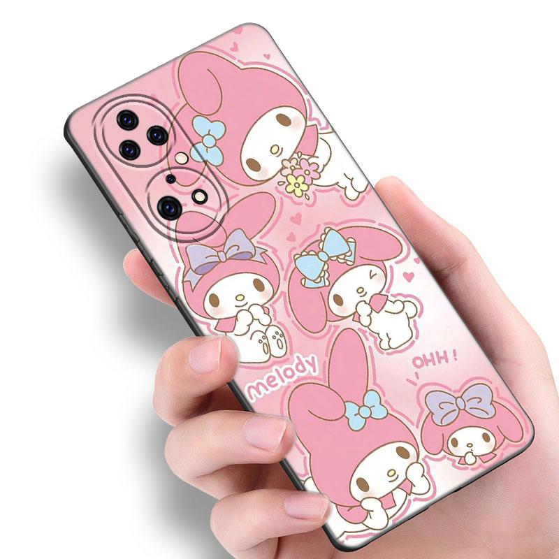 Милый черный силиконовый чехол My Melody для телефона Huawei P10 P20 P30 P40 Lite P50 P60 Art P50E P Smart Z 2018 2020 2021 Pro 2019