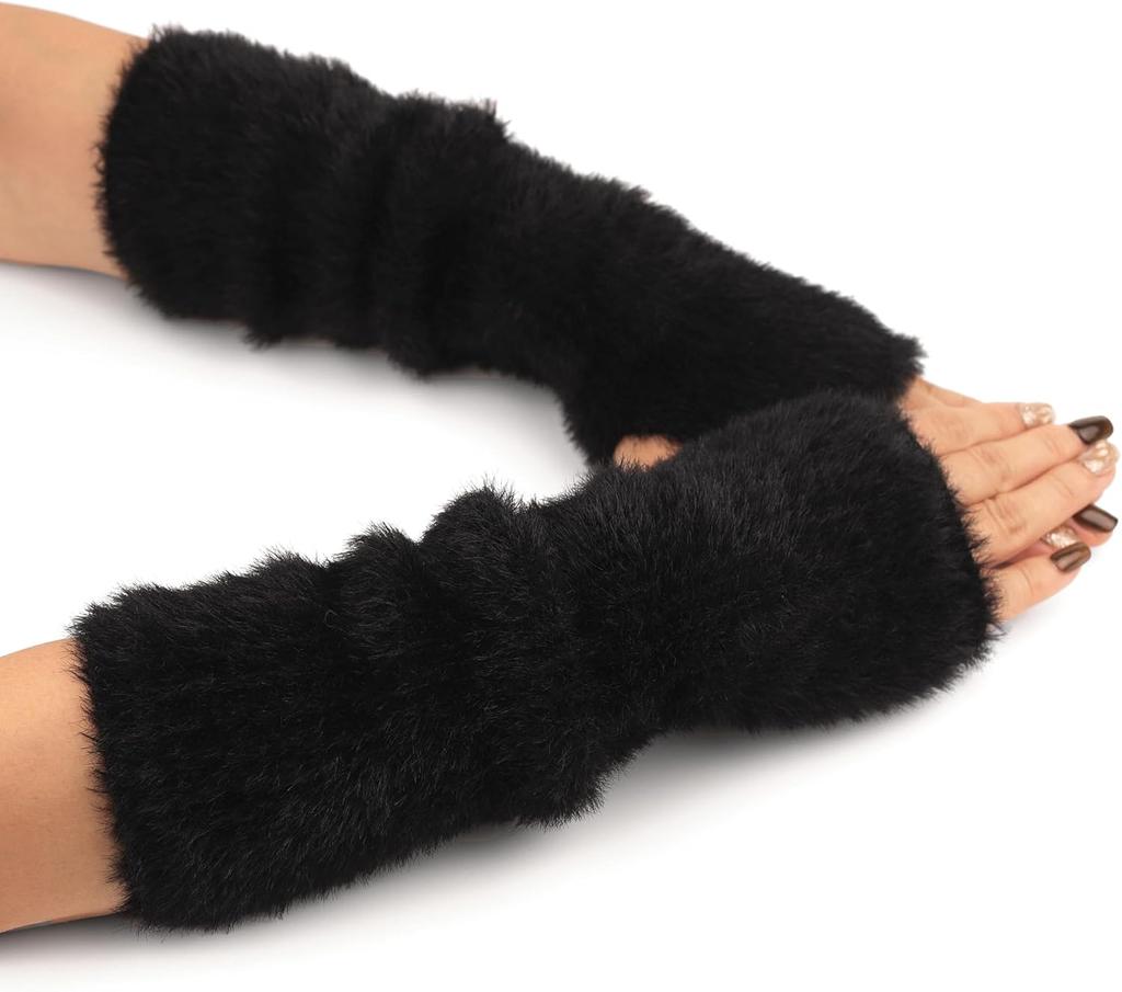 Botvotee Осень Зима Женские Митенки Бархат под норку Митенки без пальцев Y2K Нарукавники