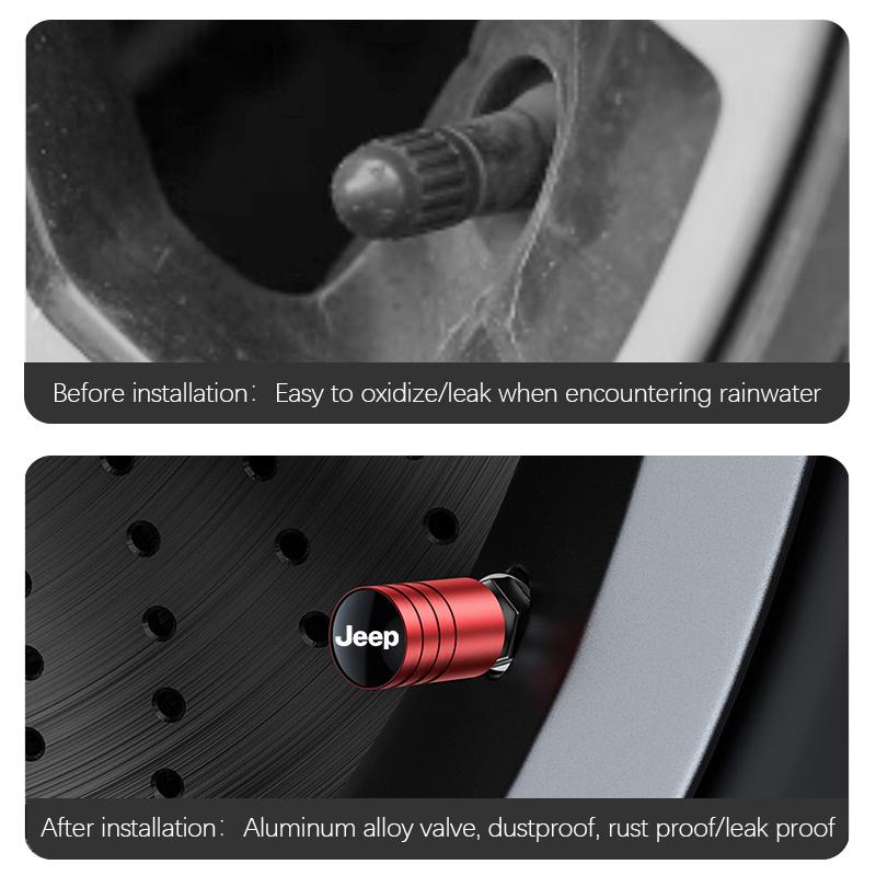 Car Tyre Wheel Valve Cap Cover Auto Accessories For Jeep Renegade Compass Grand Cherokee Wrangler jk Gladiator Patriot Liberty LVCZN1
