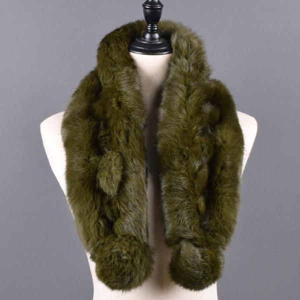 Women Winter Rabbit Fur Scarf 100% Natural Rabbit Fur Fashion Warm And Soft Neckerchief Wholesale Pompoml Fur Scarves Headbands