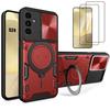 Protective Case - BOOLING - for Samsung Galaxy S24 - Red - Shockproof - 2 Tempered Glasses