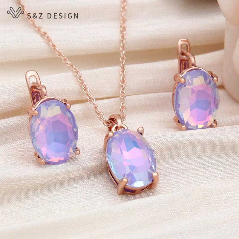 Модные овальные серьги в форме яйца с кристаллами, комплекты ювелирных изделий для женщин, ожерелье с подвеской для свадебной вечеринки, подарок