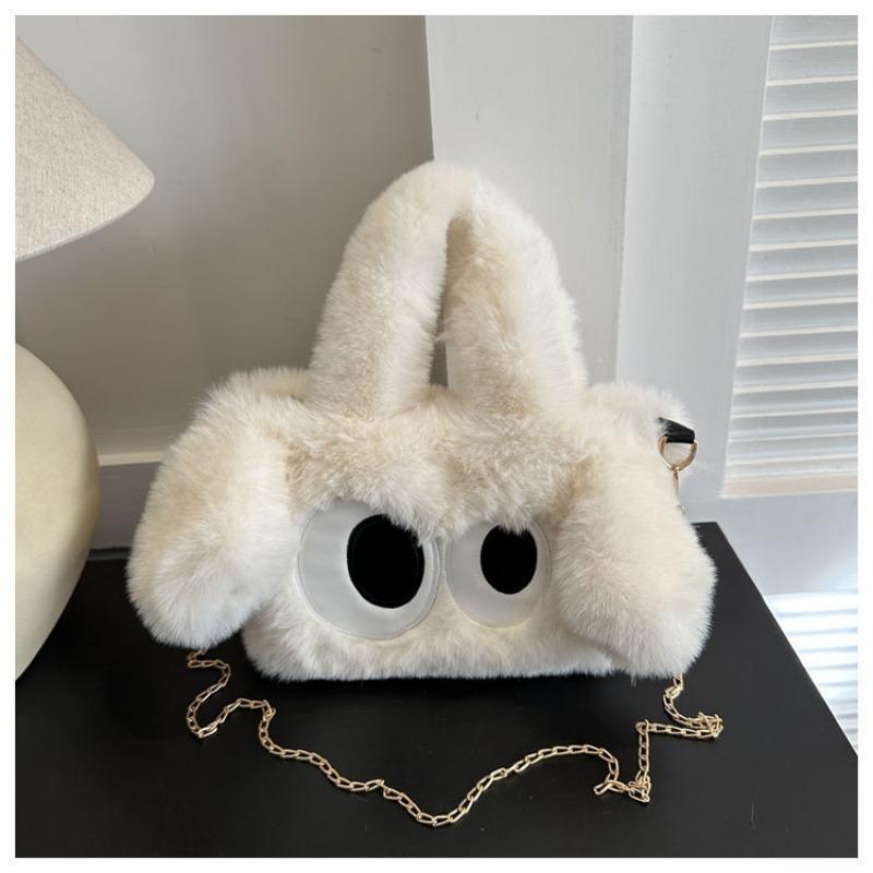 Plush Women's Bag Cute Big-eyed Dog Chain Bag New Spring Tote Bag Big-eyed Plush Bag Single Shoulder Oblique Span Bag