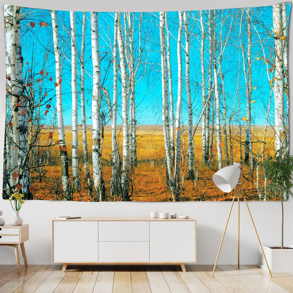 3D пейзаж лес береза лес деревья большой гобелен хиппи настенный гобелен богемный декор гобелен спальня фон ткань