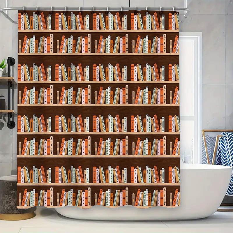 Винтажная книжная полка Шторка для душа Рустикальный декор Библиотека Книголюб Набор для ванной Водонепроницаемая подкладка