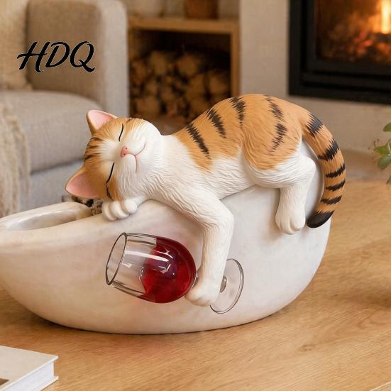 Милые кошки из смолы Украшения Пьяный котенок Фигурка Подвеска для цветочного горшка 3 цвета Ленивая Мини-статуэтка Садовый Микро-ландшафт Декор Животные Подвесные Фигурки