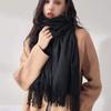 Winter Cashmere Solid Color Pashmina Tassel Scarf Cold Weather Scarves Wraps Women Thicken Warm Shawl Wrap 33*180Cm