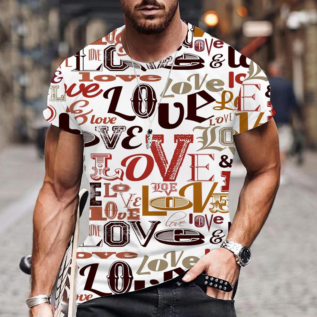 Футболки Lovers Hearr мужские летние футболки мужские уличные футболки с 3D-принтом модные топы с коротким рукавом и круглым вырезом