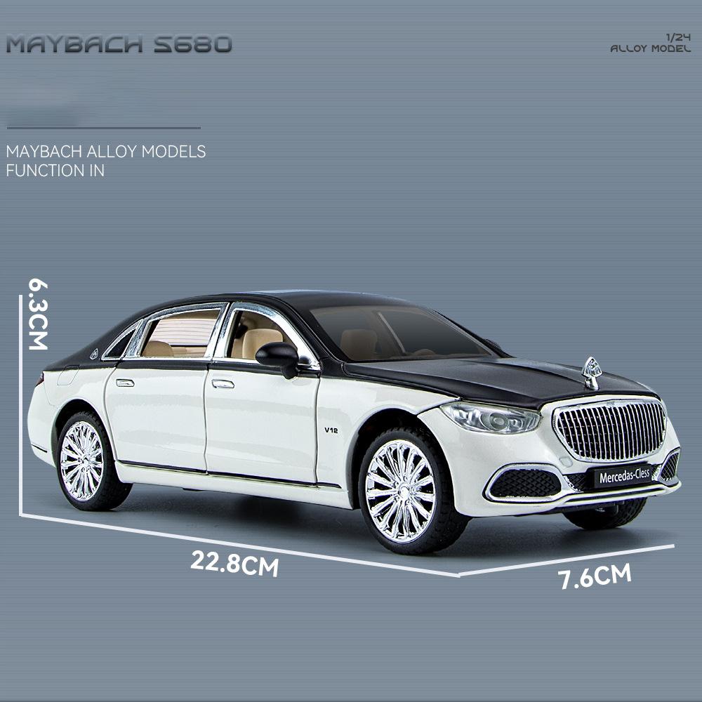 1:24-масштабная модель автомобиля из сплава Benz S680, игрушечный автомобиль с откатным механизмом со звуком и светом для подарочных коллекционных предметов, литье под давлением, модель автомобиля