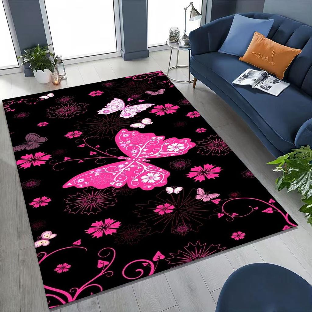 27 Style Dream Butterfly Flower Cartoon Rug for Bedroom Living Room Sofa Home Doormat Decor,Large Kids Play Non-slip Floor Mat