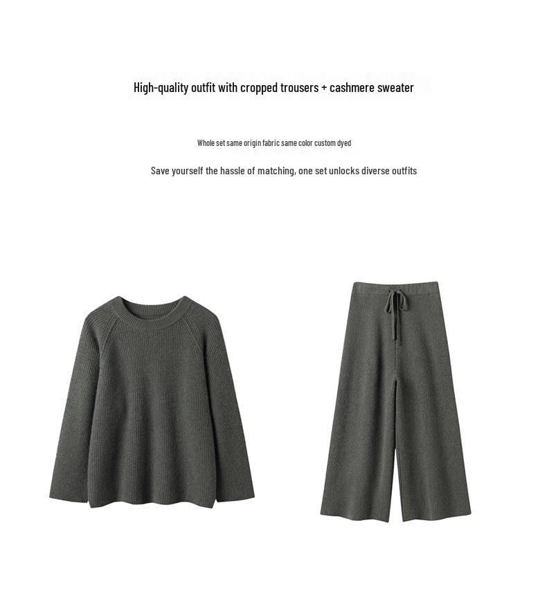 High-Waisted Ribbed Cashmere Pants - Warm and Elegant for Autumn/Winter