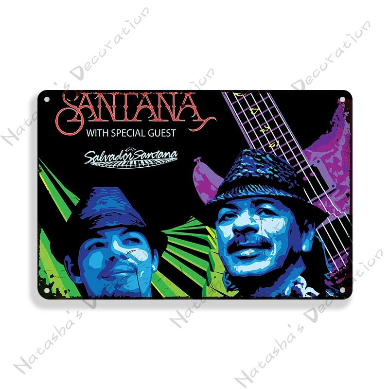 Santana Винтажный Постер Музыка Металлическая Жестяная Табличка Рок-Группа Металлическая Табличка Декоративная Табличка Бар Паб Гараж Металлическая Пластина Ретро Металлическая Табличка