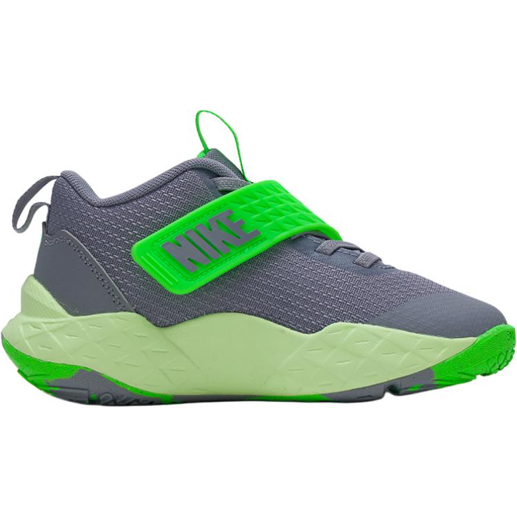 Nike Team Hustle D 12 Универсальные Удобные Модные Низкие Детские Повседневные Кроссовки Детские кроссовки Серо-зеленые HF6280-006