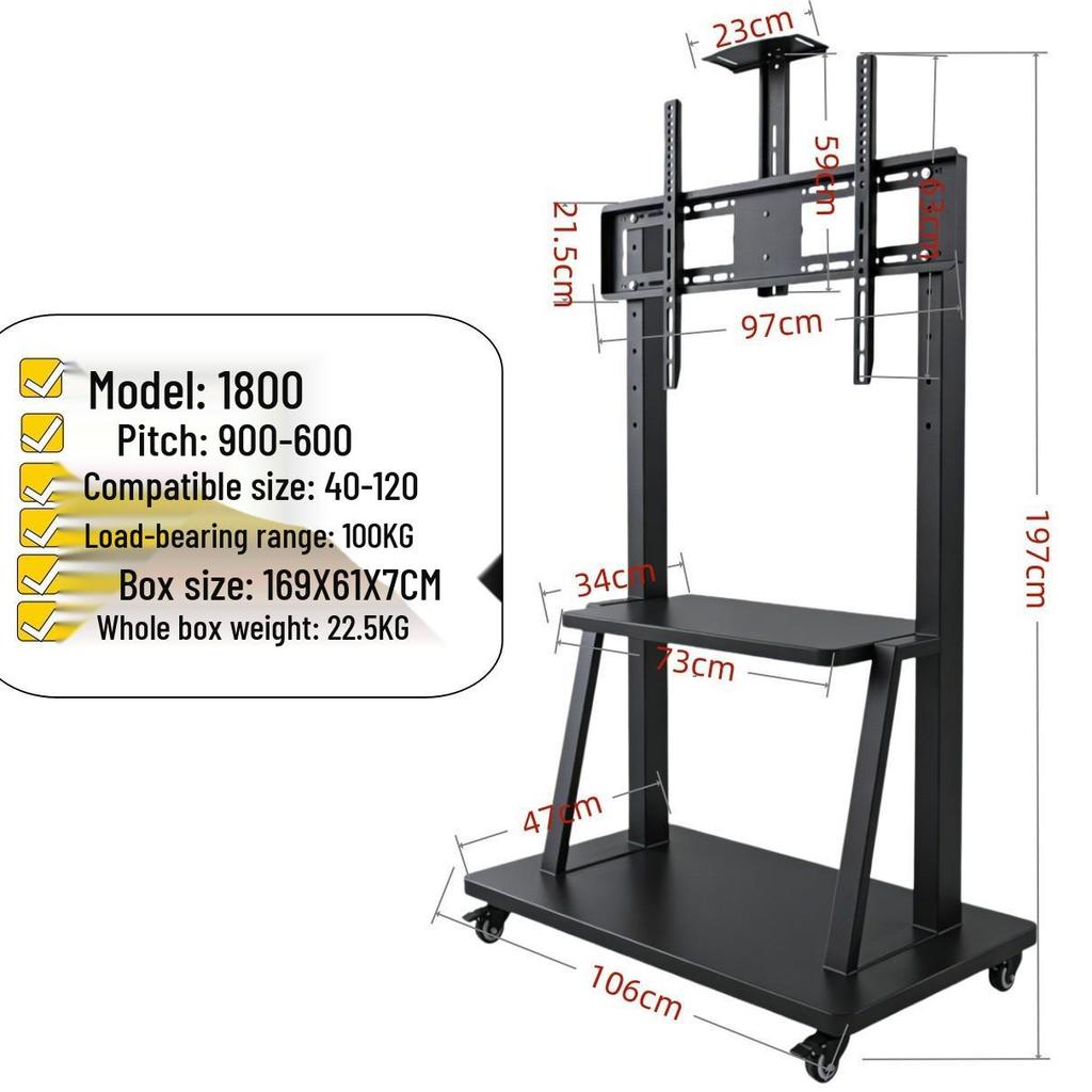 Commercial TV Stand with Wheels for 65/75/85 Inch Models – Mobile Vertical Floor Trolley