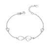 Real 925 Sterling Silver Infinity Heart Charms Adjustable Bracelets for Women Teen