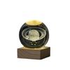 3D Solar System Crystal Ball Night Light with Wooden Base - Luminous Desktop Home Decor & Birthday Gift