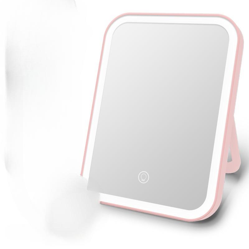 LED Makeup Mirror Touch Screen 3 Light Portable Standing Folding Vanity Mirror 5X Magnifying Compact Cosmetics Mirror