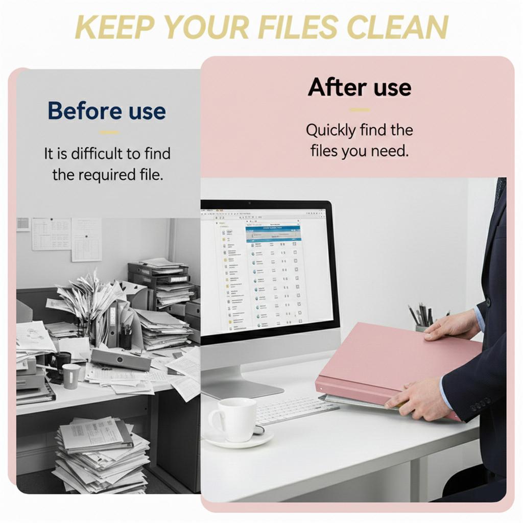 Thicken Pink Document Organizer Folio 12 Pockets Envelopes Important File Binder with Label Stickers for Home School Office
