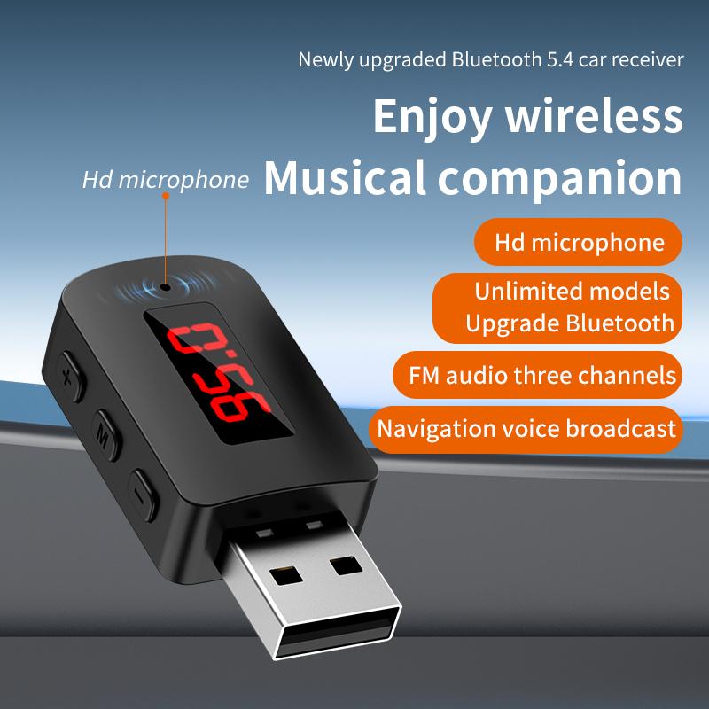Мини-USB Bluetooth 5,4 FM-передатчик адаптер с микрофоном Громкая связь Автомобильный комплект Авто светодиодный дисплей аудио-музыкальный приемник