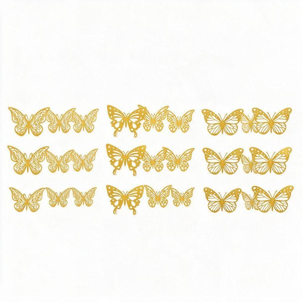 72Pcs Easy Cleaning Butterfly Wall Stickers Hollow Design 3D Butterfly Wall Decor Home Decor