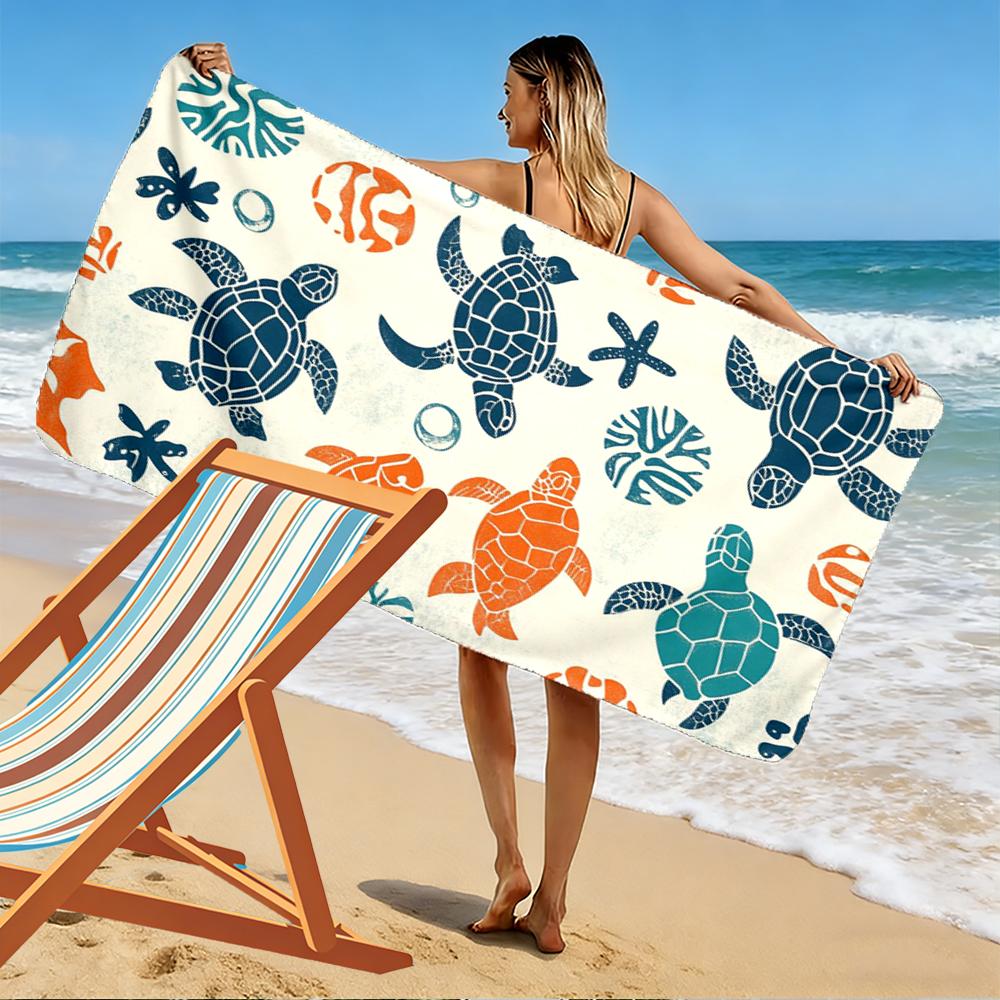 Colorful Sea Turtles and Ocean Patterns Beach towel quick-drying for travel outdoor sports jogging beach and swimming