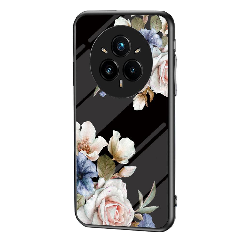 Для Realme 14 Pro+ 5G Чехол Цветочный узор ТПУ+Закаленное стекло Защитная крышка для телефона
