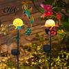 Decorative Landscape Stakes for Garden Solar Glass Cracked Ball Light, Butterfly Hummingbird Metal Bee Decor Balcony Stake Waterproof Outdoor