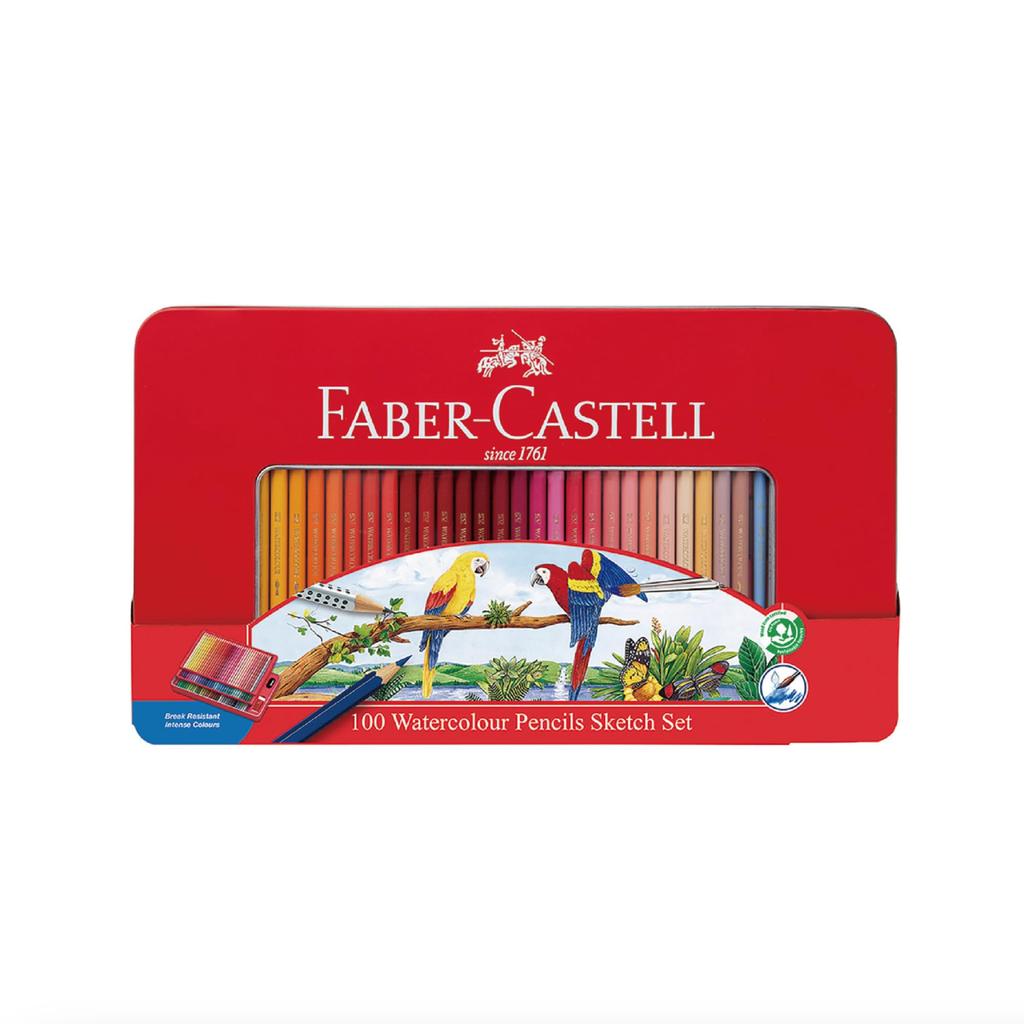 Акварельные карандаши Faber-Castell, плоский набор, жестяная коробка, 100 цветов TFC-WCP/100C