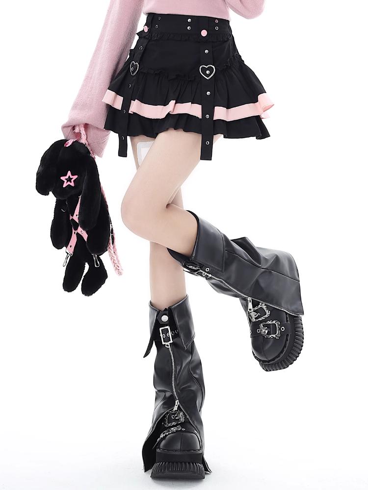 Японские мини-юбки в стиле кавайи, женские милые лоскутные юбки в стиле Лолиты, сексуальные юбки с высокой талией, готические кружевные эстетические юбки с оборками Y2k