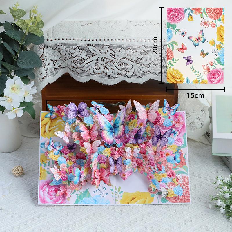 3D Pop-Up Открытка с Цветами, Колибри, Бабочкой, Всплывающая Открытка, Пустой Блок для Записей, День Рождения, День Матери, Годовщина, Все Случаи
