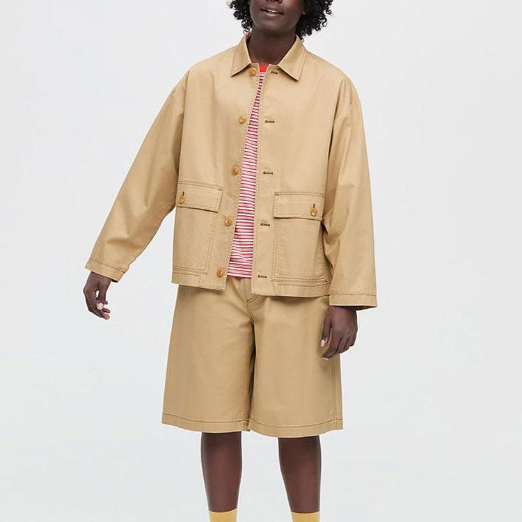 Uniqlo X MARNI Свободная рабочая куртка (Азия) Бежевый Унисекс Уличная одежда 449587-31