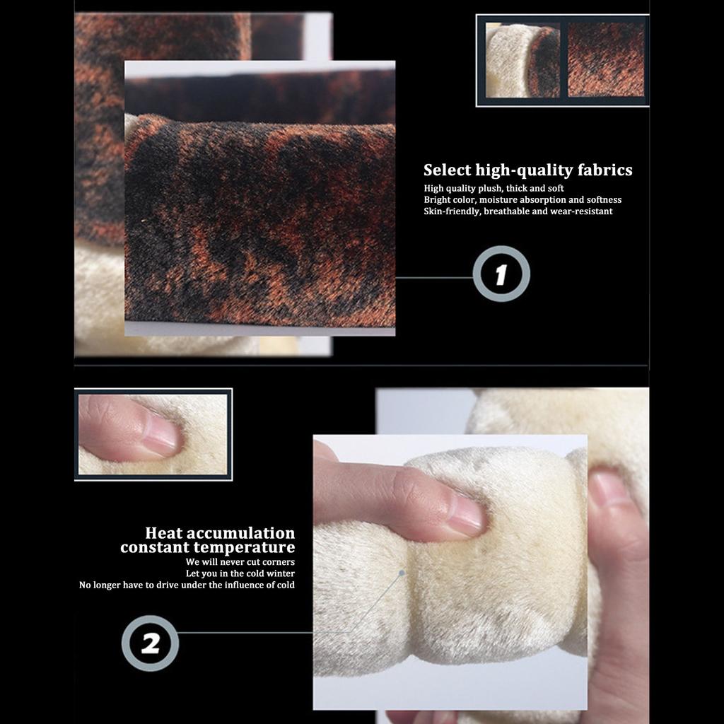 Winter Plush Wheel Steering Covers Soft Anti-Slip Fluffy Leopard Print Design Car 38cm Warm Comfortable Driving Grip