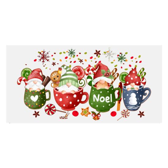 Наклейка на чашку Рождественская елка Санта-Клаус Водонепроницаемая самоклеящаяся Отличная липкость Противоскользящая прозрачная печать Кофейная чашка УФ DTF наклейка